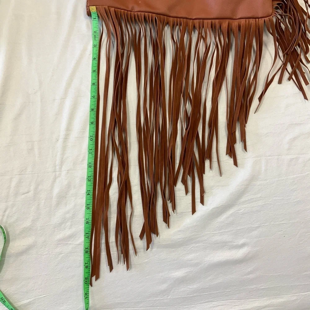 Brown Fringe Boho Tote Bag Western Cowgirl Festival Shoulder Bag Faux Leather